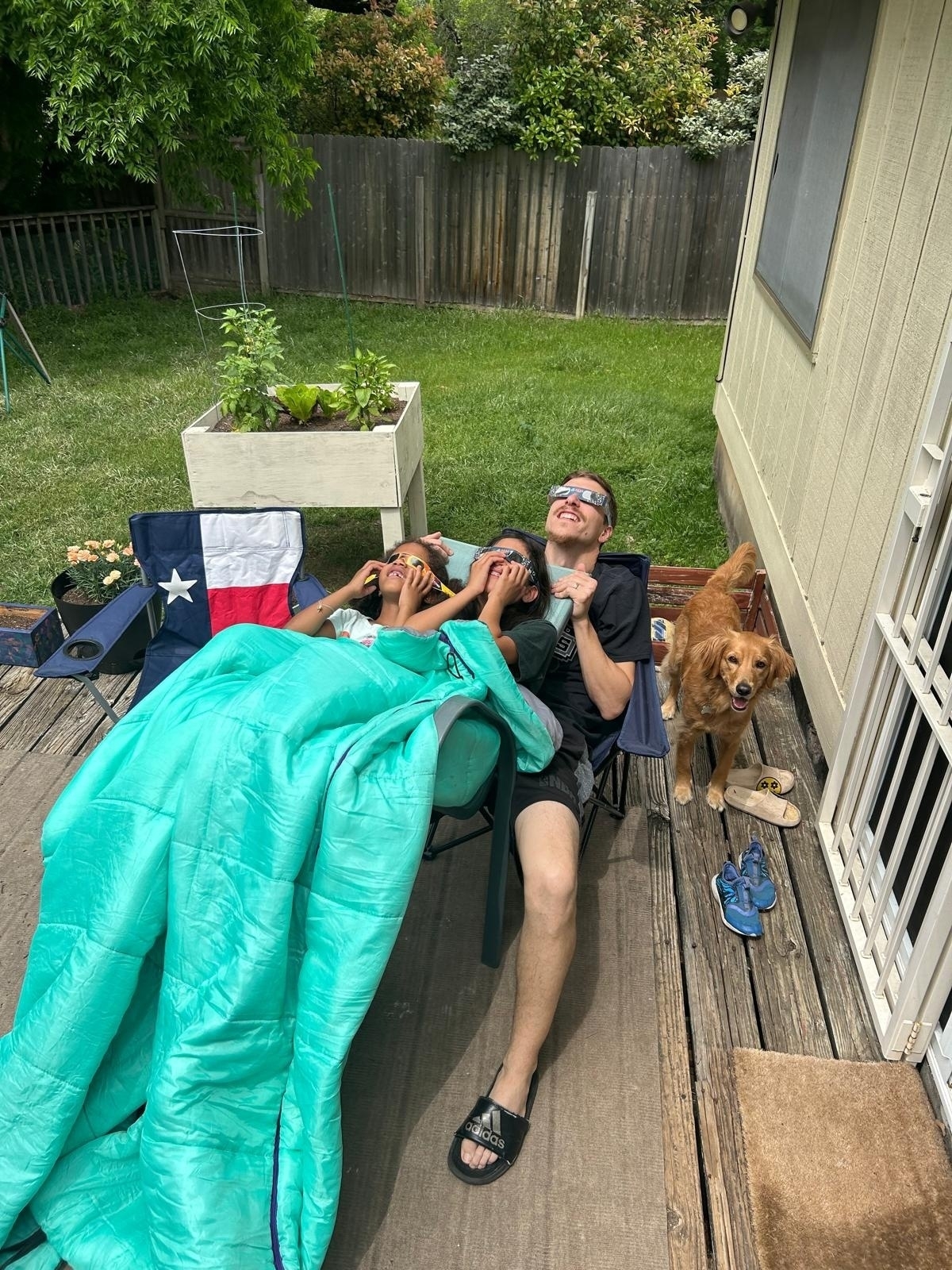 Staring up at the solar eclipse from Austin, Texas.